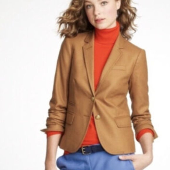 J Crew Schoolboy Camel Wool Double Gold Button Blazer - Picture 3 of 9